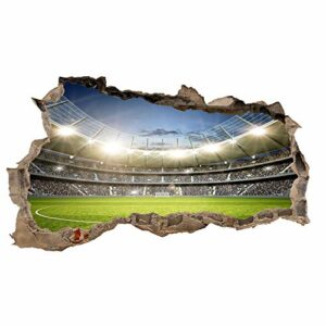 3D Wandtattoo Mauerloch Wandsticker Wandaufkleber Durchbruch Fußball selbstklebend H 60 x B 100 Schlafzimmer Wohnzimmer (WL28)