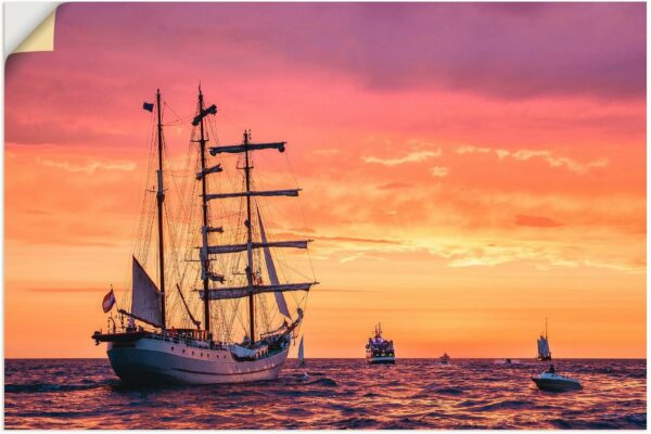 Artland Wandbild »Segelschiffe Hanse Sail in Rostock«, Boote & Schiffe (1 St), in vielen Größen & Produktarten - Alubild / Outdoorbild für den Außenbereich, Leinwandbild, Poster, Wandaufkleber / Wandtattoo auch für Badezimmer geeignet – Bild 2