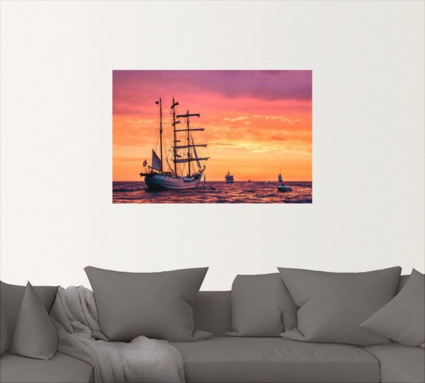 Artland Wandbild »Segelschiffe Hanse Sail in Rostock«, Boote & Schiffe (1 St), in vielen Größen & Produktarten - Alubild / Outdoorbild für den Außenbereich, Leinwandbild, Poster, Wandaufkleber / Wandtattoo auch für Badezimmer geeignet – Bild 3