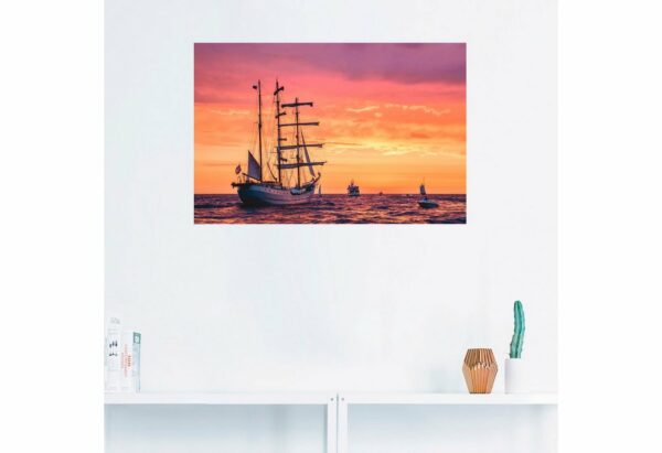 Artland Wandbild »Segelschiffe Hanse Sail in Rostock«, Boote & Schiffe (1 St), in vielen Größen & Produktarten - Alubild / Outdoorbild für den Außenbereich, Leinwandbild, Poster, Wandaufkleber / Wandtattoo auch für Badezimmer geeignet – Bild 4
